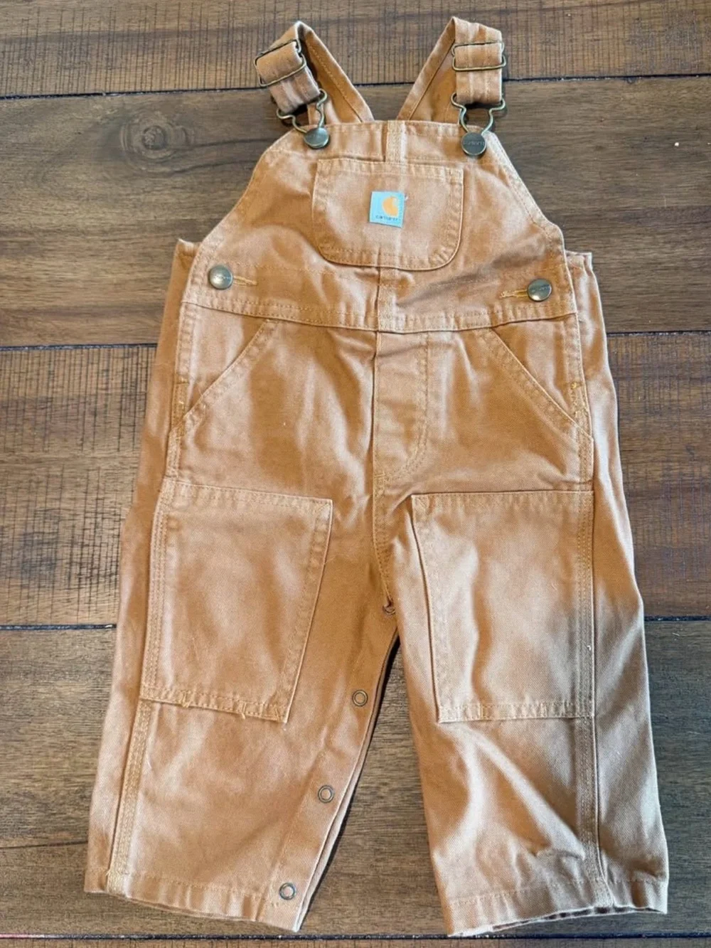 Carhartt Kids Tan Canvas Utility Overalls